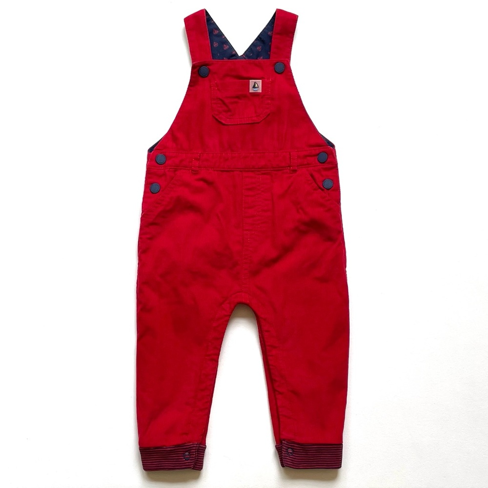 EUC Junior J By Jasper Conran Nautical Corduroy Overalls in Red & Navy 12-18M